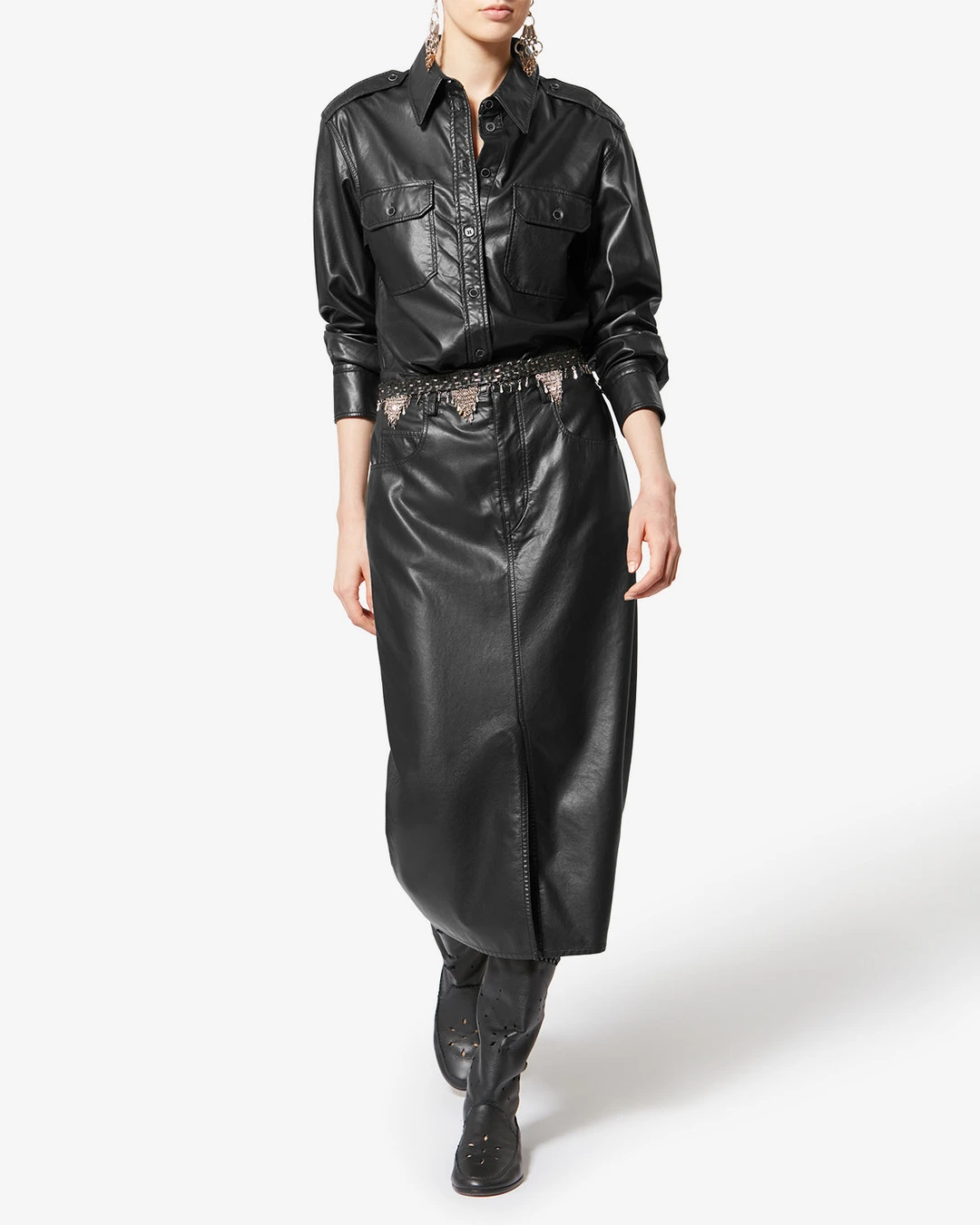 Jupe Nilauria Effet Cuir - Femme - Noir - Taille 42 - Marant Étoile - 4