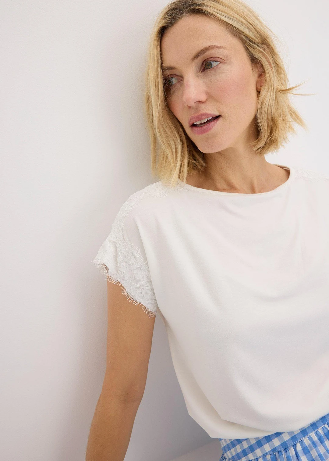 T-shirt en viscose avec dentelle