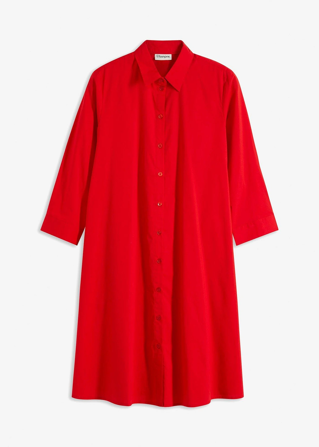 Robe-chemise en popeline solide