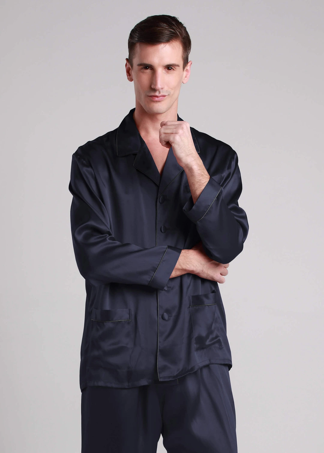 LILYSILK Ensemble pyjama FR soie longue bordure contraste