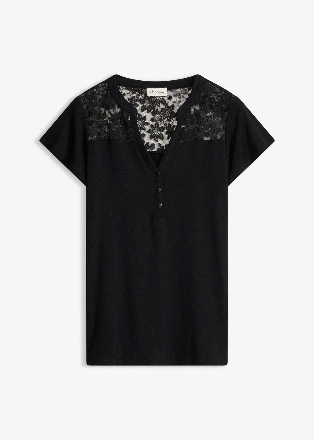 T-shirt col tunisien en viscose majoritaire