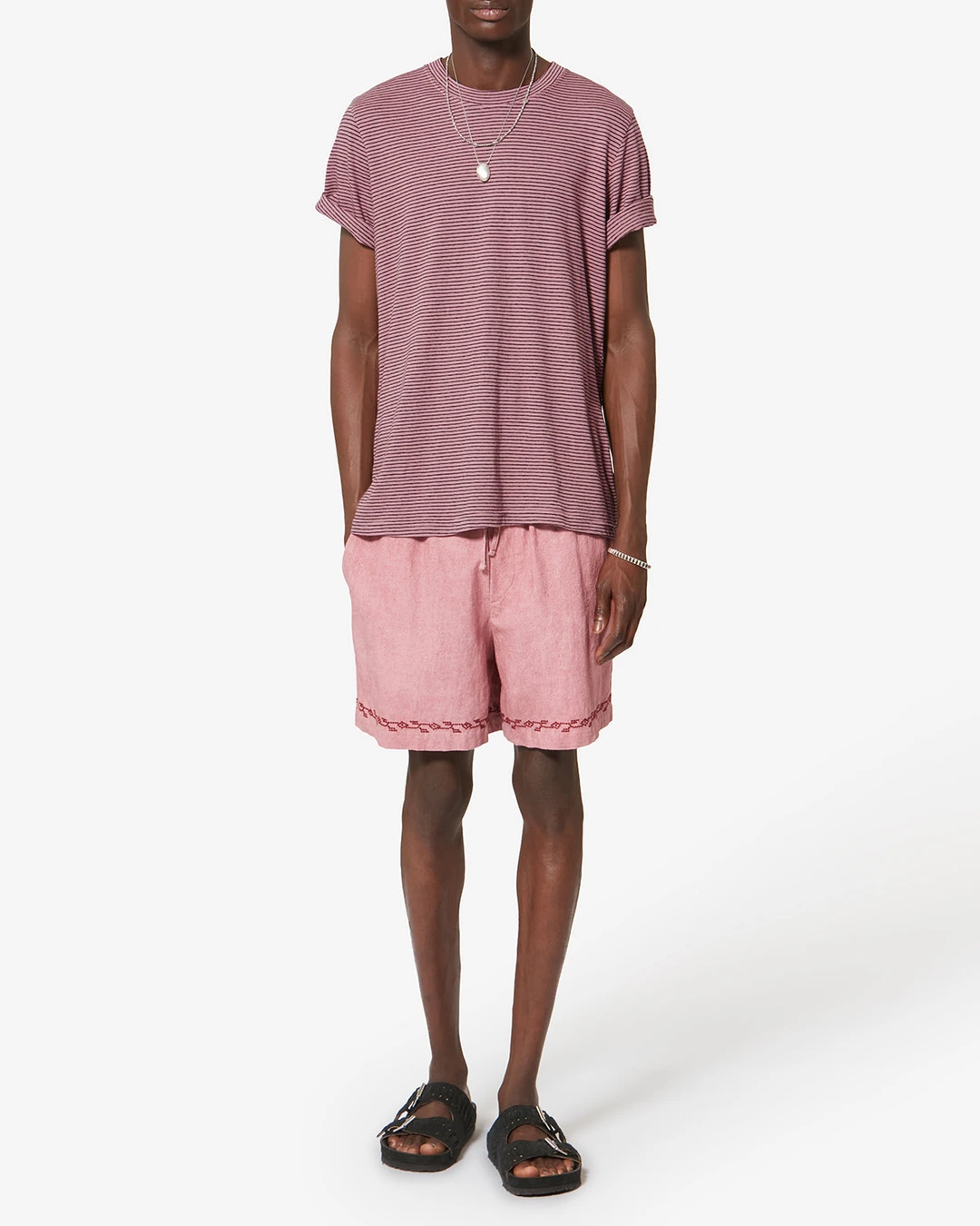 Tee Shirt Leon - Homme - Rose Clair-noir - Taille XL - 4
