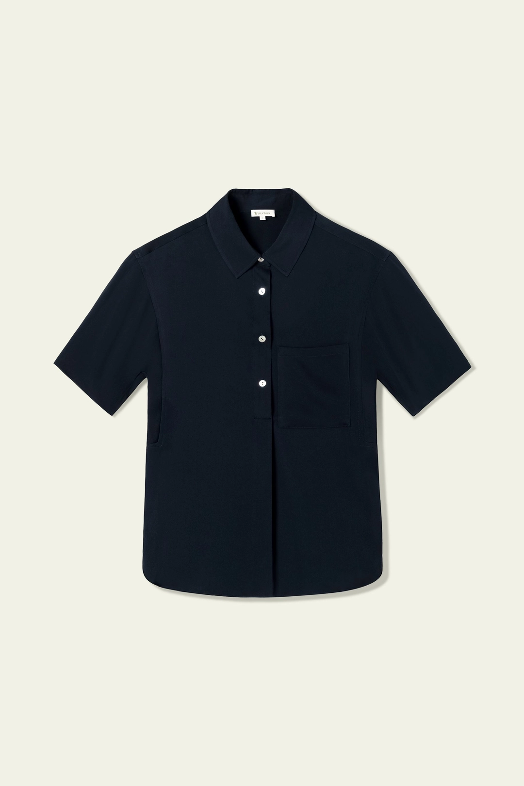 LILYSILK Chemisiers En Soie Poche Latérale Discrète 100 % Soie Double Joe Sophistiqué Et Élégant Style D'Affaires Bleu Minuit L