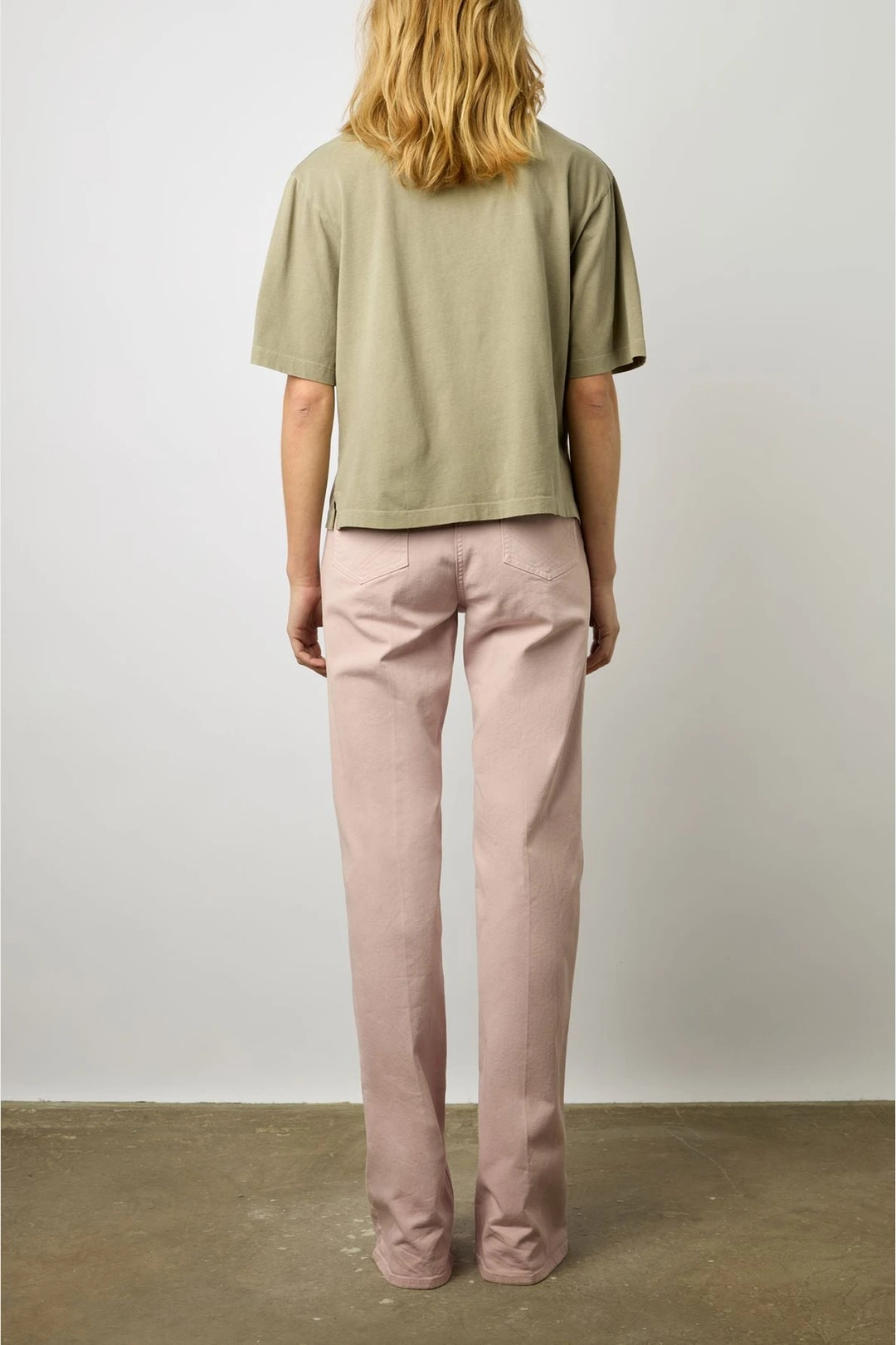 T-shirt col V en coton - MAURINE - Vert Kaki