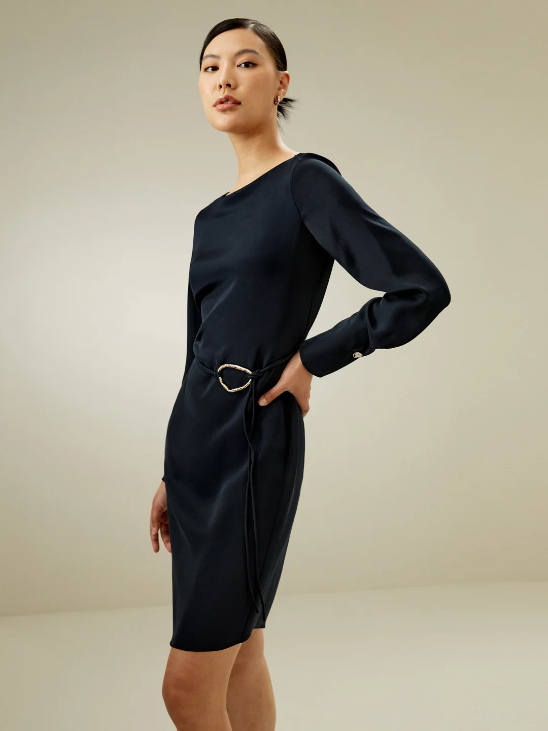 LILYSILK Robe En Soie Chic Bleu Minuit Coupe Régulière Soie Rêpe De Chine Convient À Toutes Les Saisons XS