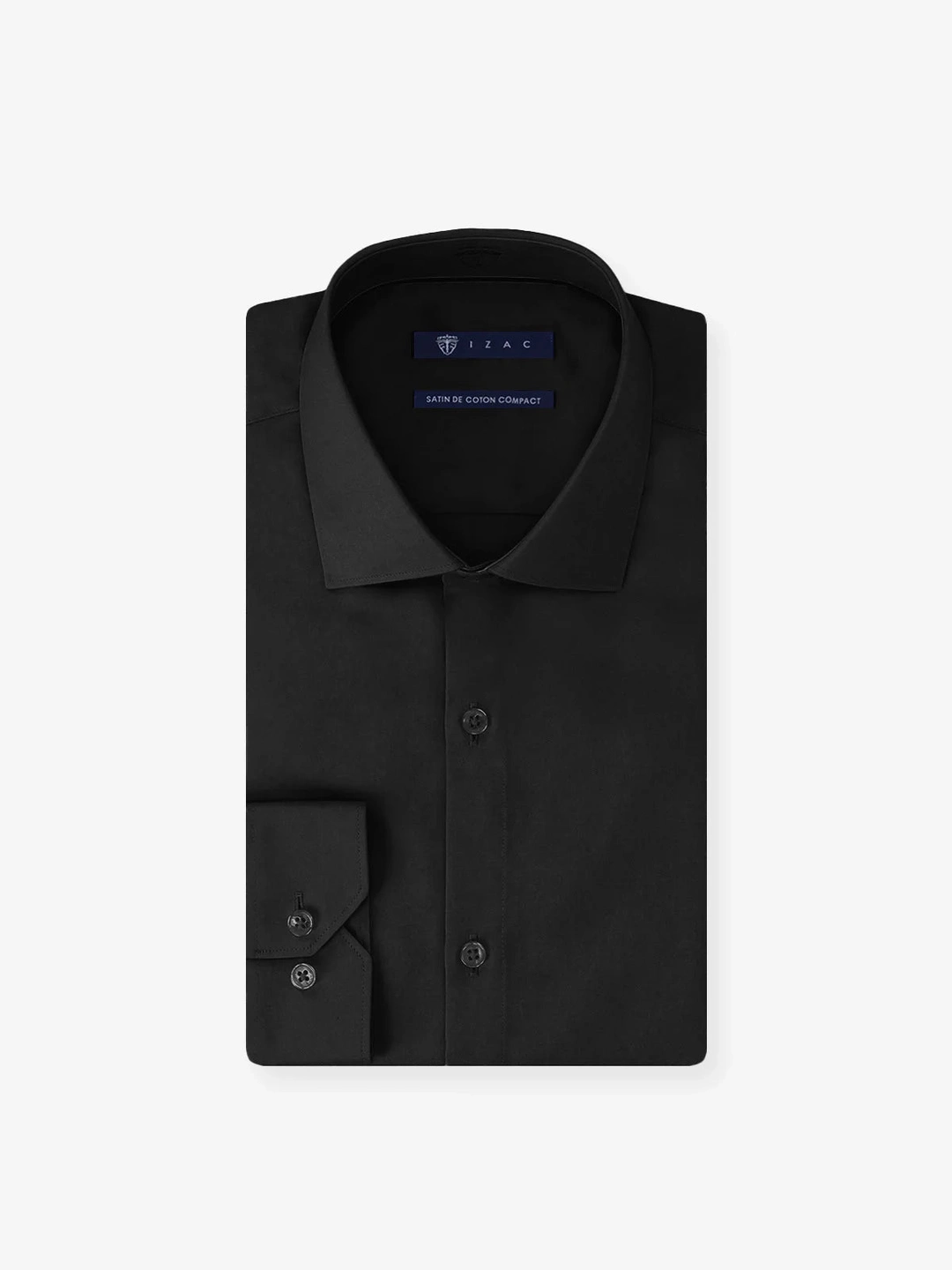 IZAC - Chemise ville en satin de coton noire