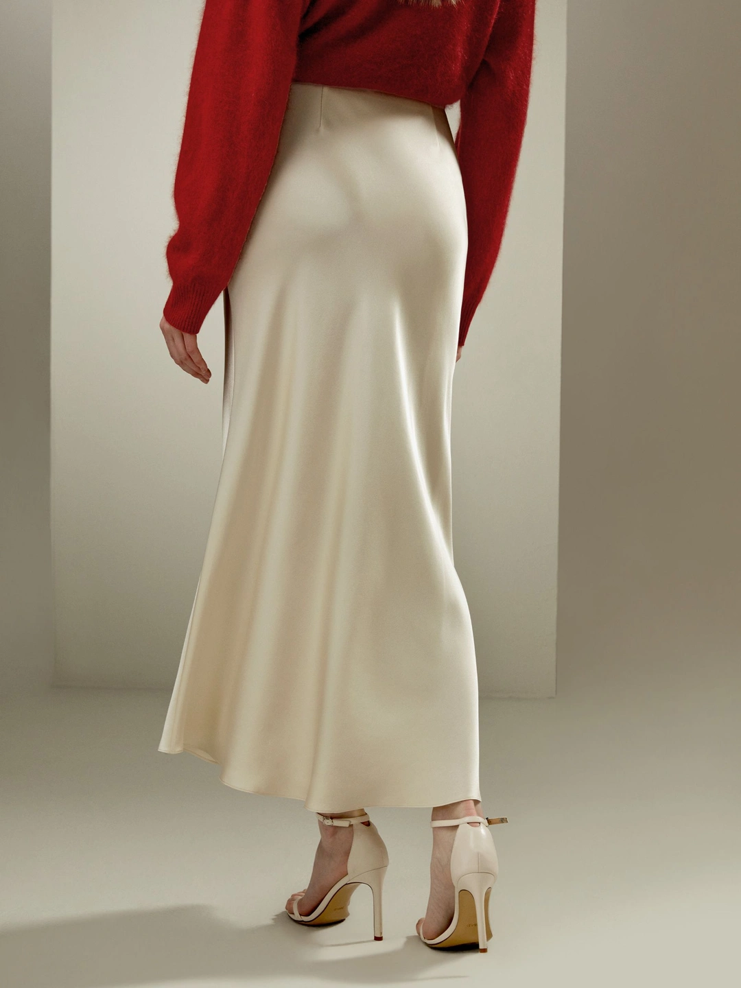 LILYSILK Jupe Soie Longue Bon Drapé Soie De Haute Qualité Doux Pour La Peau Et Respirant Mettant En Valeur La Féminité Lilyblanc 48