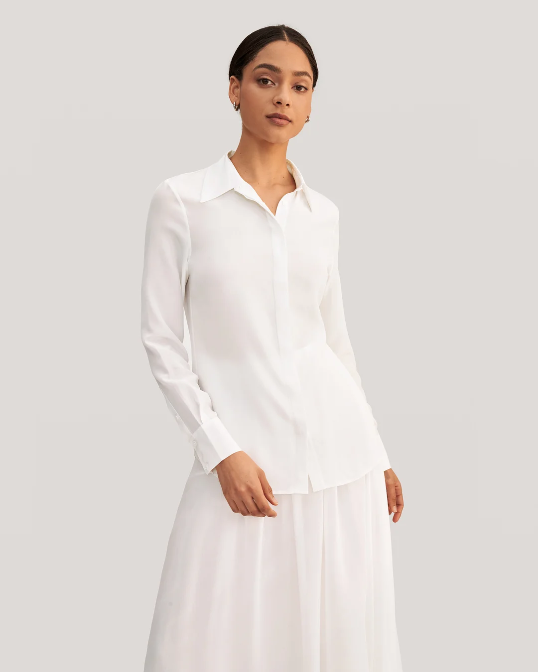 LILYSILK Chemisiers Soie Femme Style De Base Crêpe De Soie, Chemise Basique Léger Et Respirant Chemises Blanc