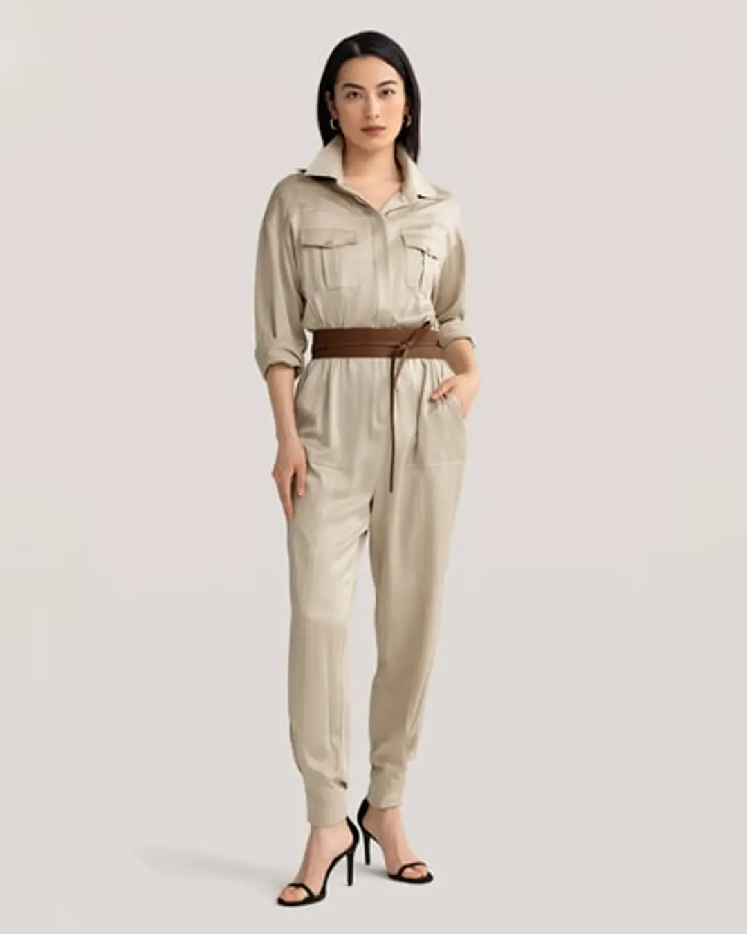 LILYSILK Pantalon en Soie pantalon soie femme Vert Safari