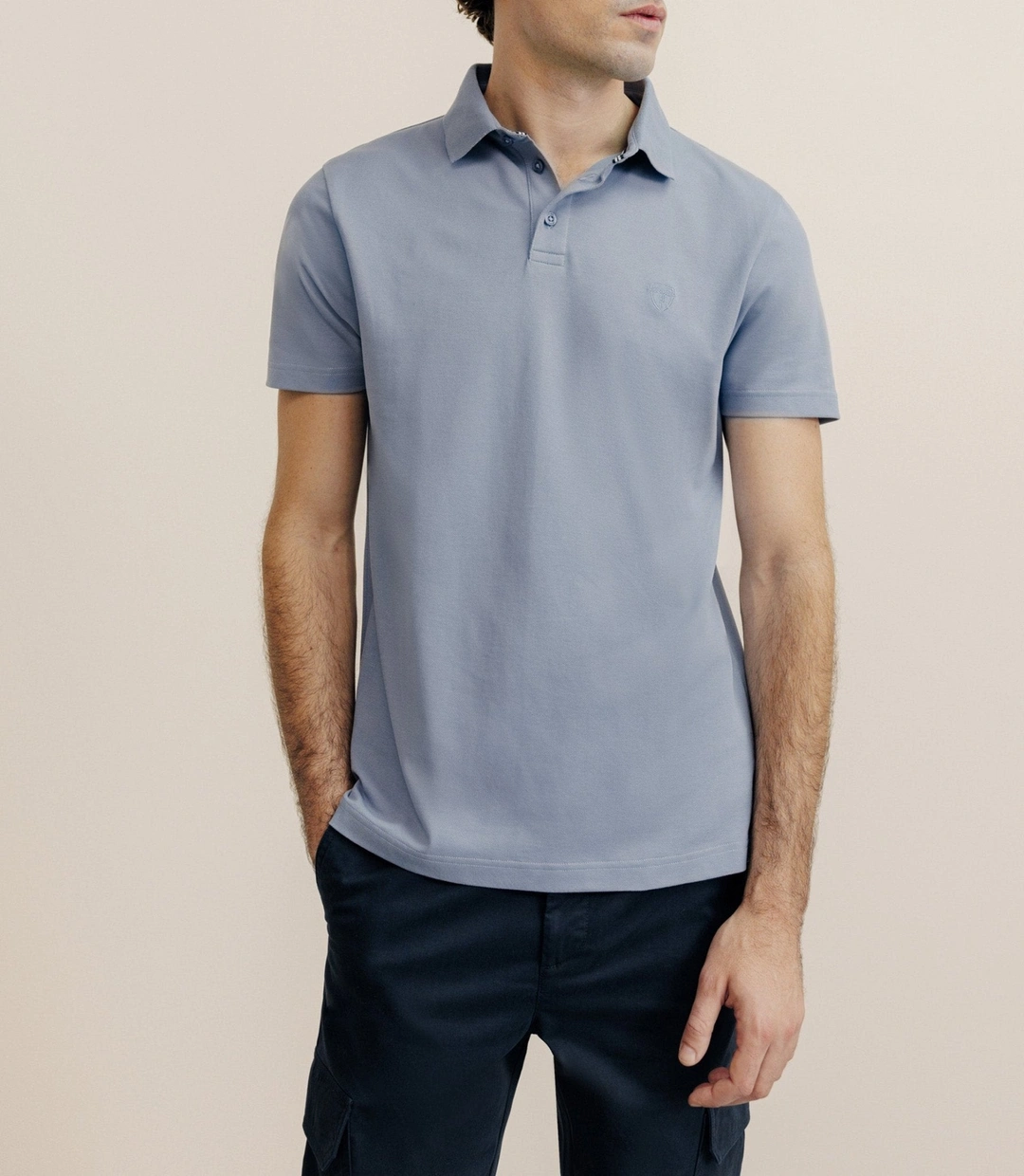 IZAC - Polo piqué bleu gris