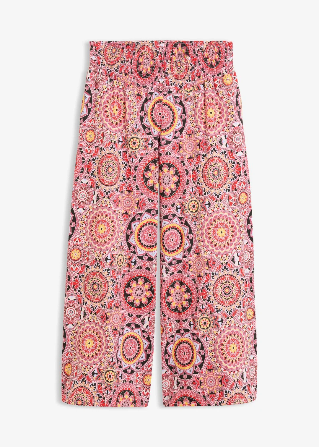 Jupe-culotte large en jersey avec large taille smokée, longueur 7/8