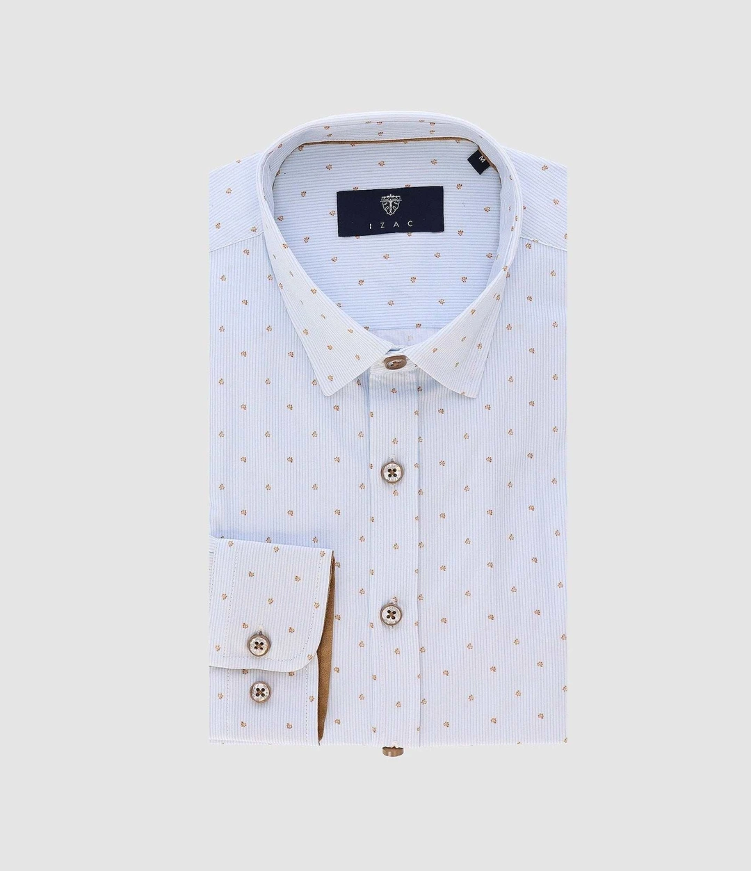 IZAC - Chemise à coudières  blanc et camel JORGEBT