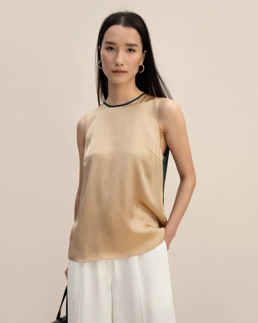 LILYSILK Haut Soie Femme Premier & Rouge Couleur De Contraste, Ajustement Régulier 100% Soie Naturelle Sans Produits Chimiques Nocifs 34