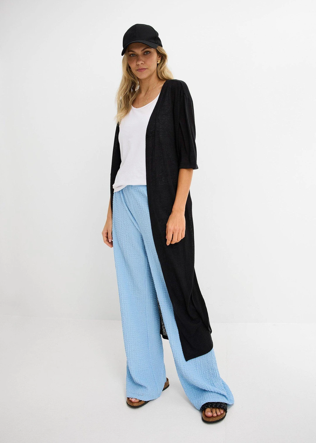 Long gilet en maille aspect lin - 2