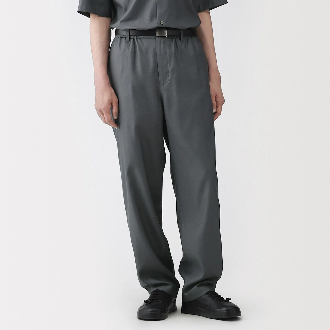 Pantalon à la coupe confortable en maille Dobby de mélange de washi pour homme