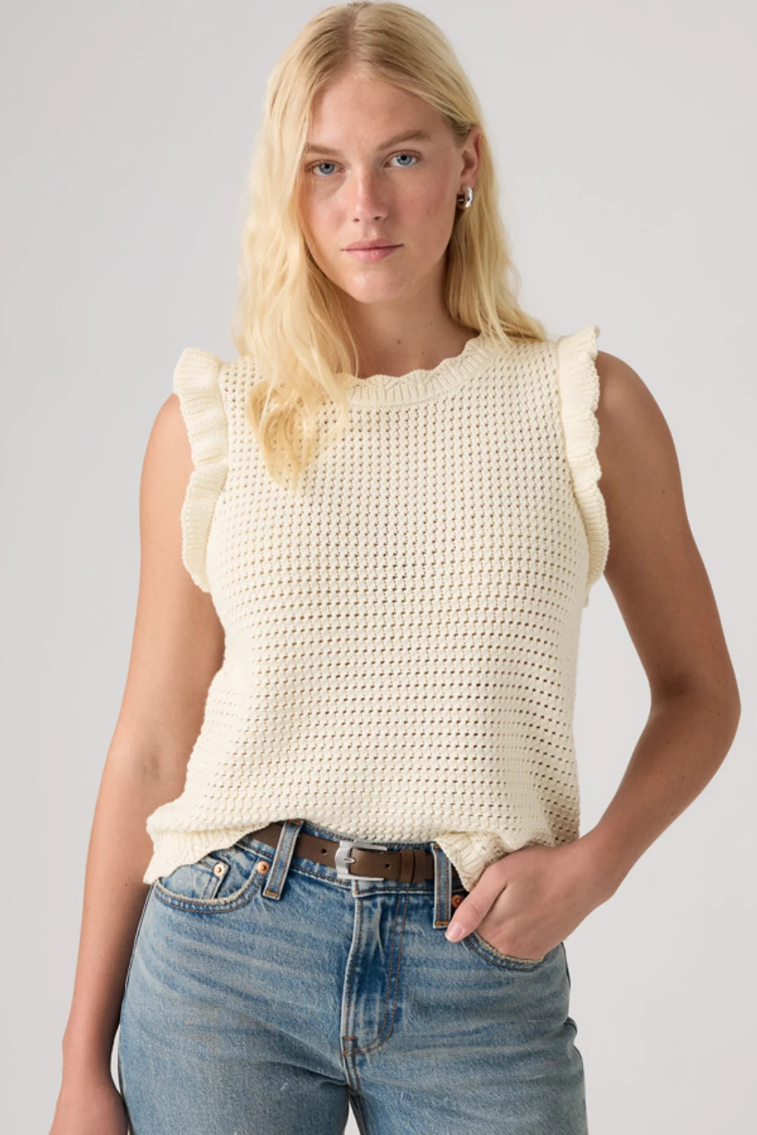 Levi's Lulu Flutter Sleeve Sweater Tank Top - Femme - Noir / Anthracite Night - XS
