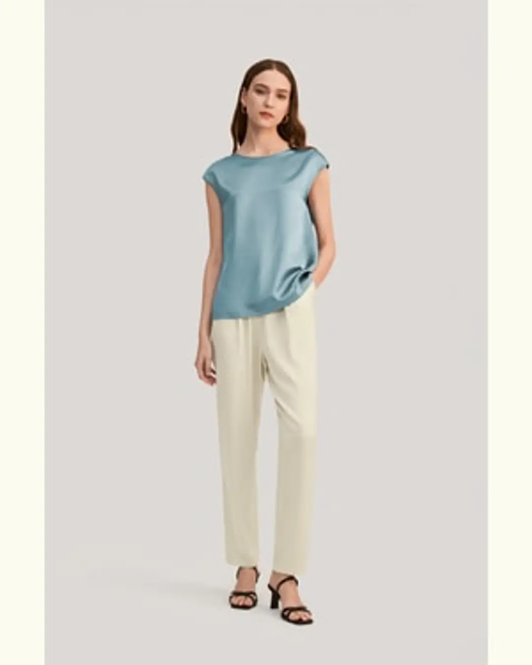 LILYSILK Tee Shirt Femme Soie Brillant, Lisse, Doux 100% Soie S'Accorde Avec N'Importe Quelle Tenue Simple Et Classique Blanc Naturel S