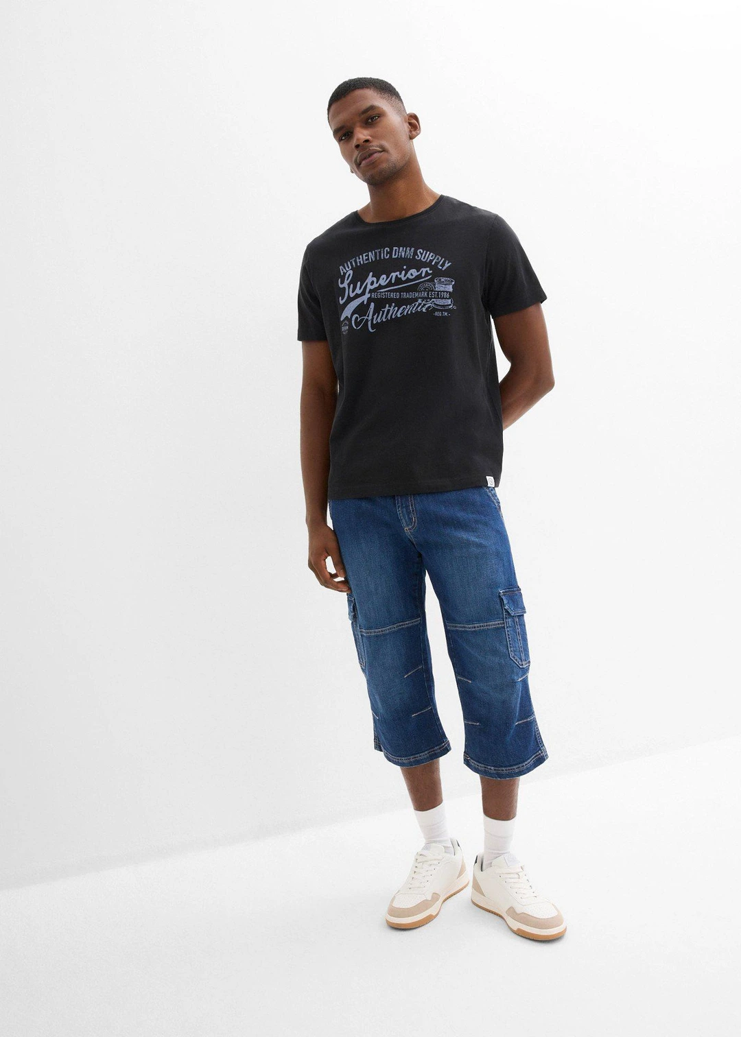 Jean cargo 3/4 regular droit