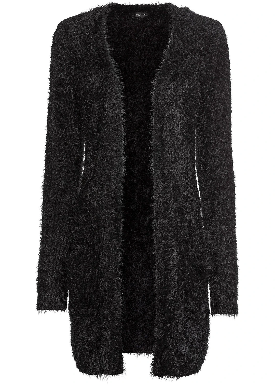 Gilet long en maille duveteuse