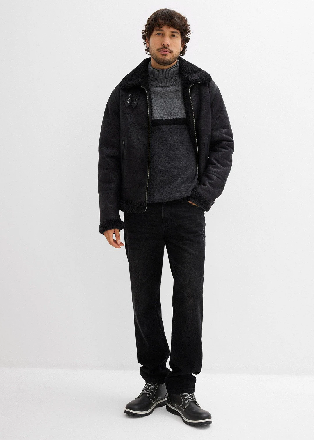 Pull col roulé style color-block