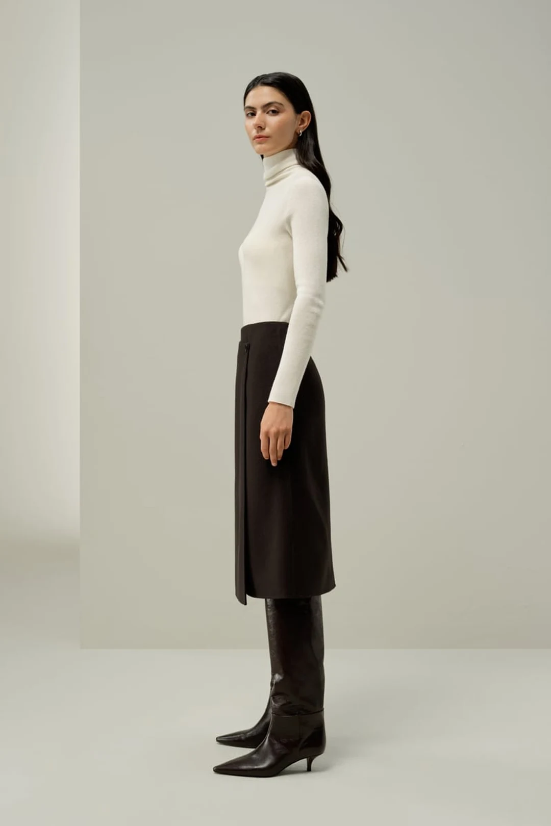 LILYSILK Jupe Femme en Laine et Soie Élégante à Drapé Asymétrique Americano 42