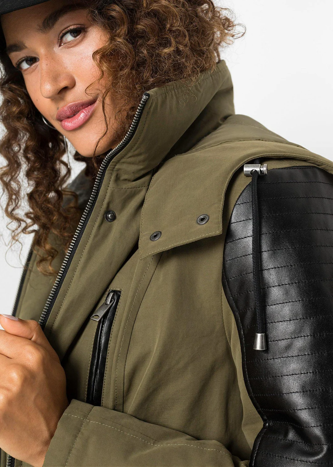 Parka à empiècements contrastants