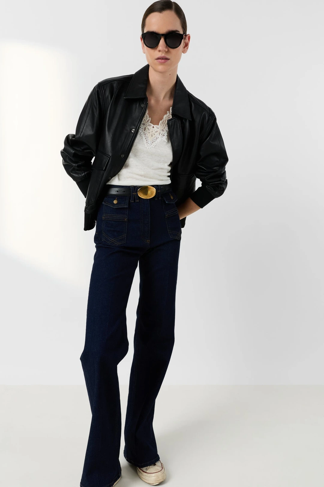 T-shirt en lin à broderies - MAEVANELLE - Noir