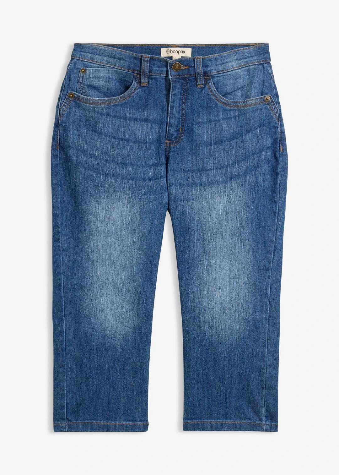 Jean slim, taille mi-haute, longueur 3/4