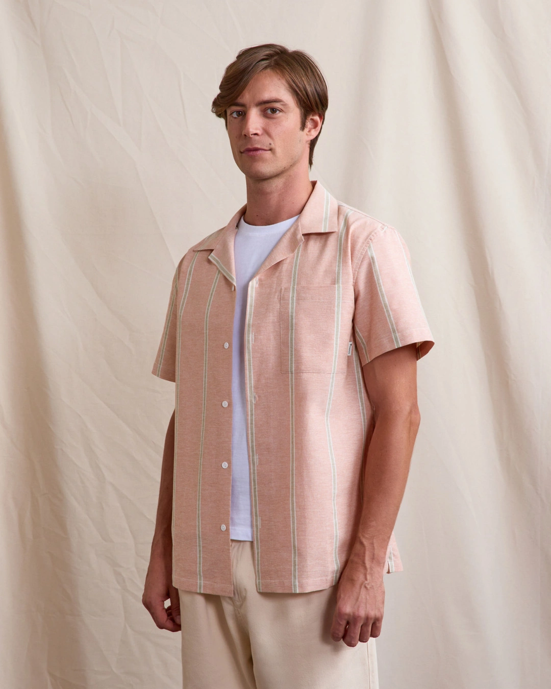 Chemise manches courtes brique et écru - PAIOLIVE