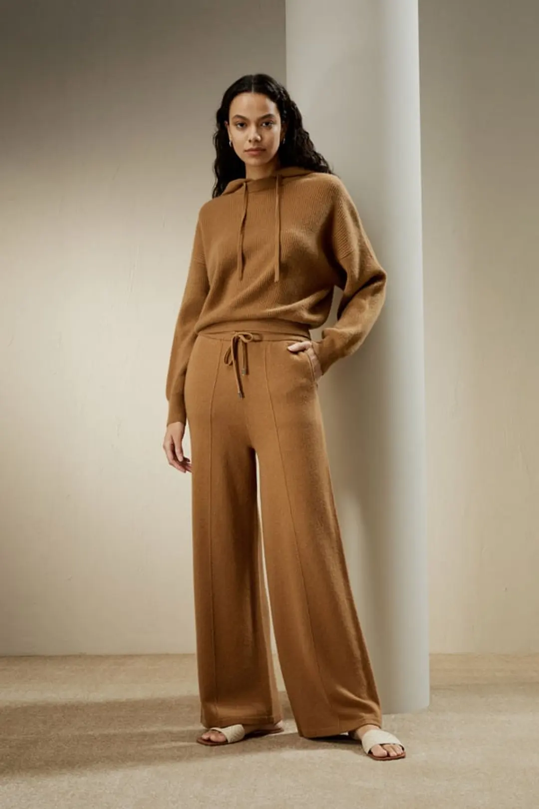 LILYSILK Pantalon En Cachemire Femme Beige Style À Enfiler Coupe Régulière 100% Cachemire Un Must Pour L'Automne Et L'Hiver M
