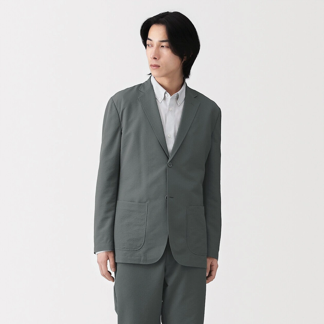 Veste en mélange Seersucker pour homme