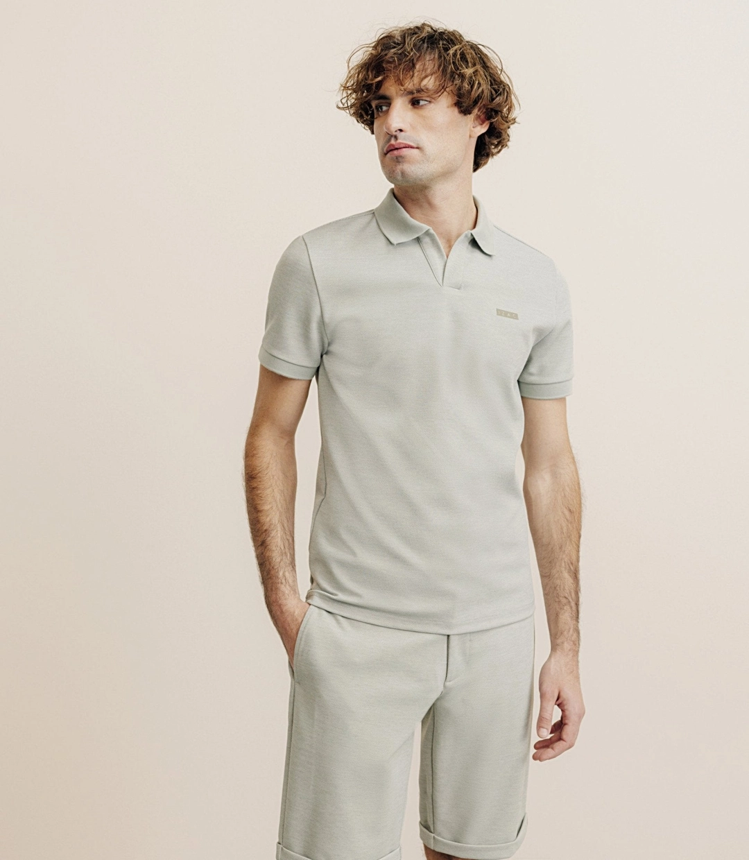IZAC - Polo col ouvert kaki