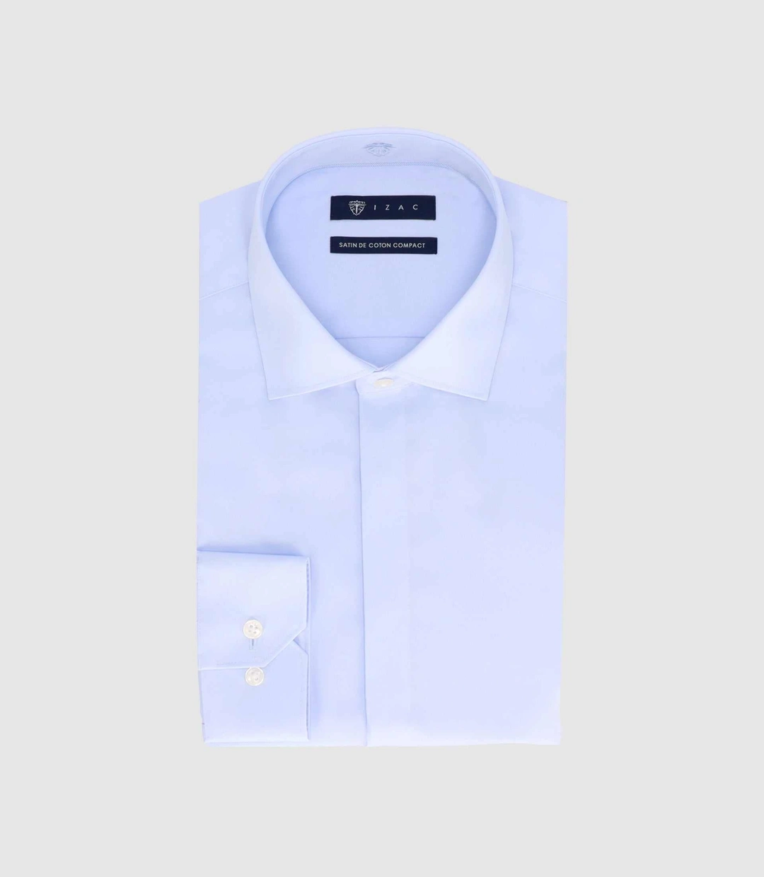 IZAC - Chemise slim en satin de coton ciel SATINCACH