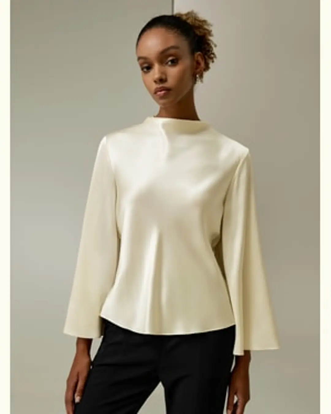 LILYSILK T Shirt Soie Lilyblanc Col Bénitier, Manches 3/4 100% Soie Pure Léger Et Résistant Aux Rides L