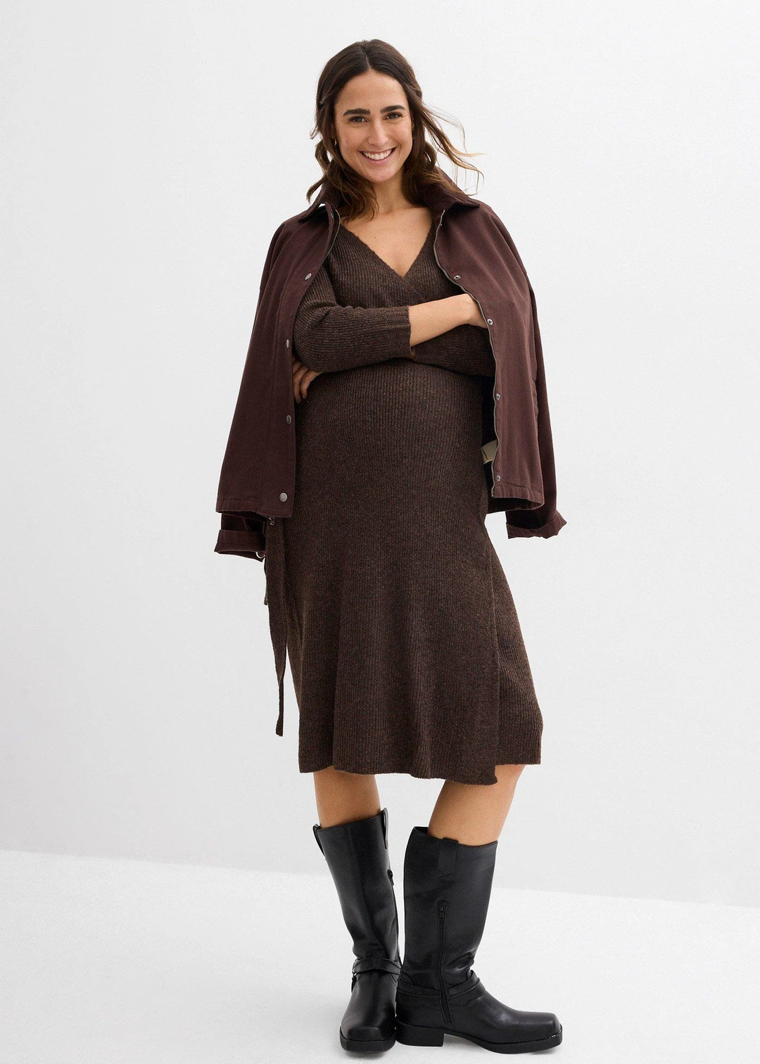 Robe de grossesse/d’allaitement en maille ultra douce à manches 3/4 - 2