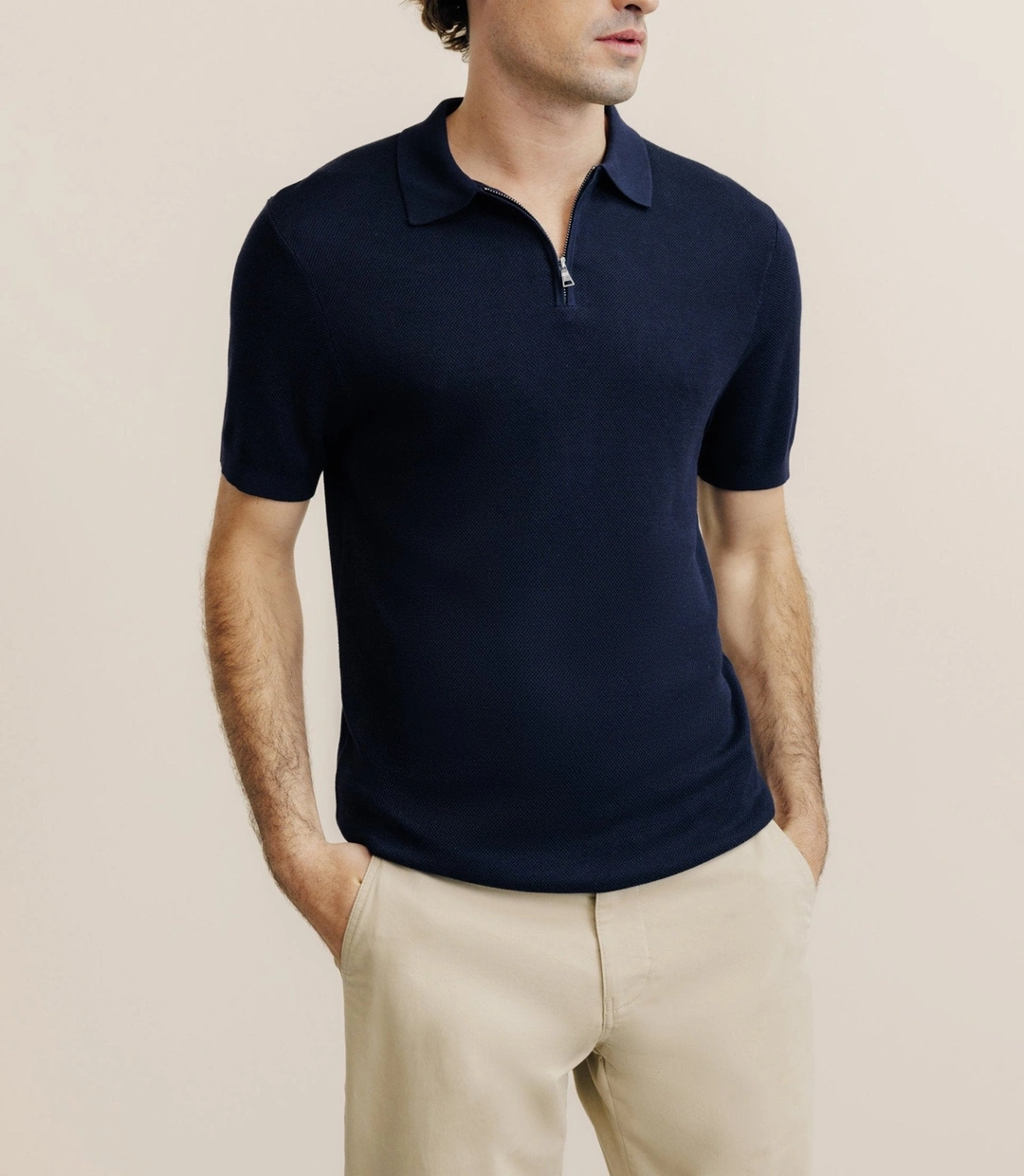 IZAC - Polo col zip marine