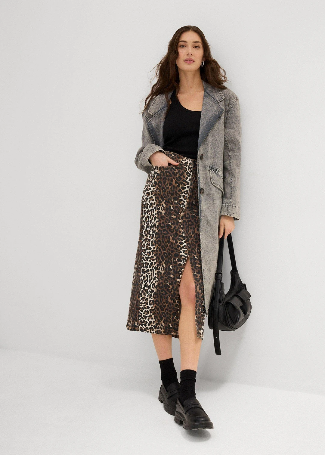 Jupe en twill de coton extensible