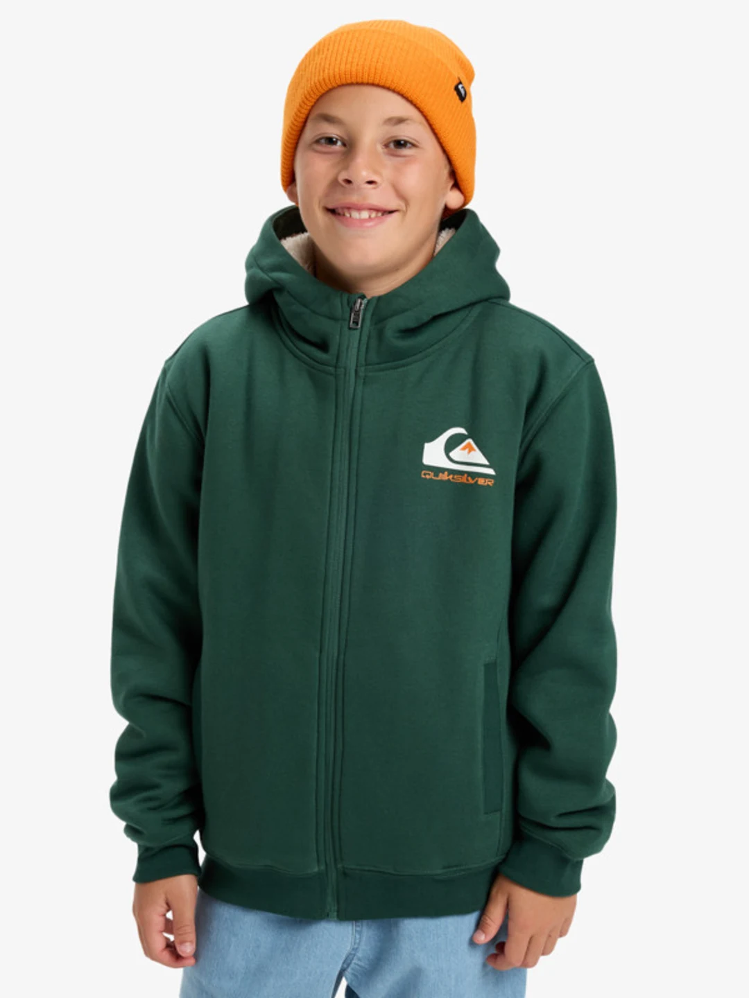 Fleece Sherpa - Sweat à capuche zippé Vert Garçon 8-16 ans