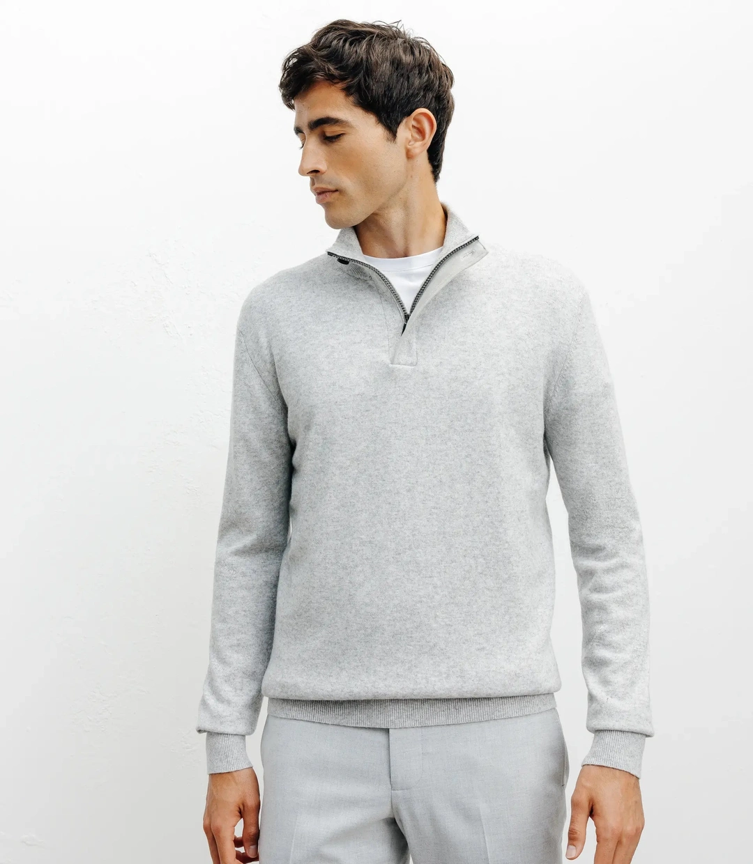 IZAC - Pull col montant gris chiné