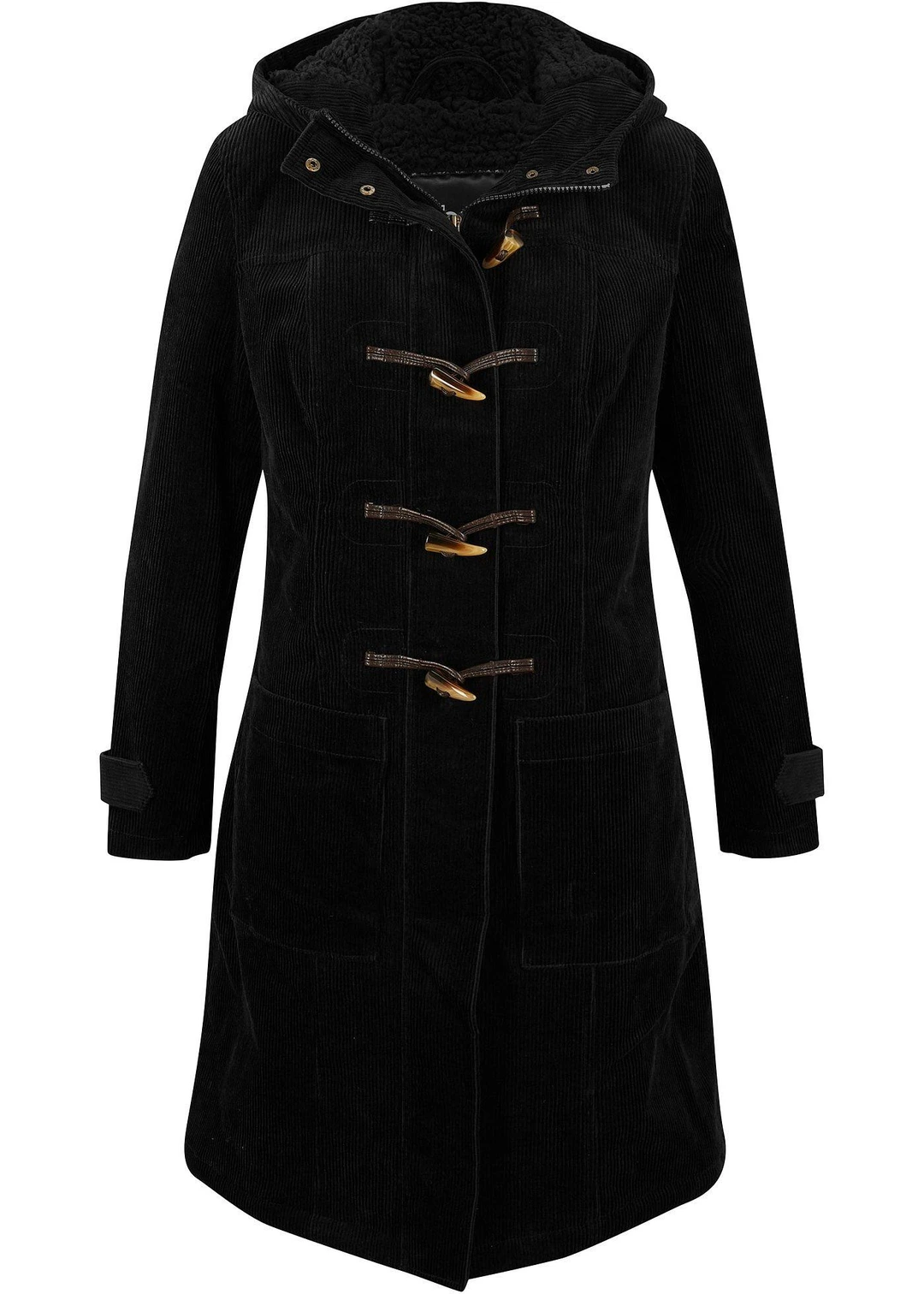 Duffle-coat en velours côtelé doublé