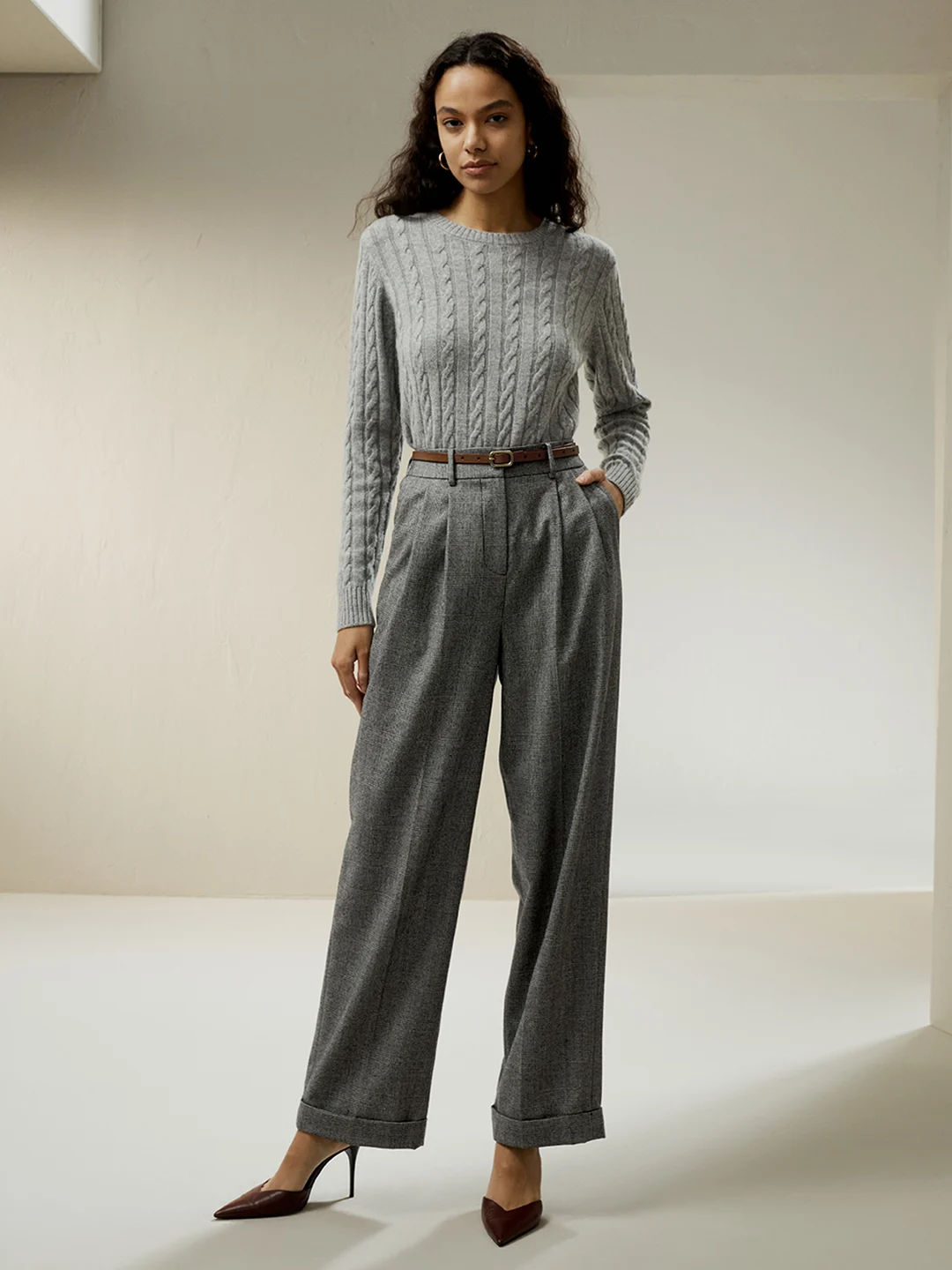 LILYSILK Pull En Laine Femme Gris Col Rond, Style Preppy Inspiré Laine Et Cachemire Un Classique À Associer À Un Pantalon L