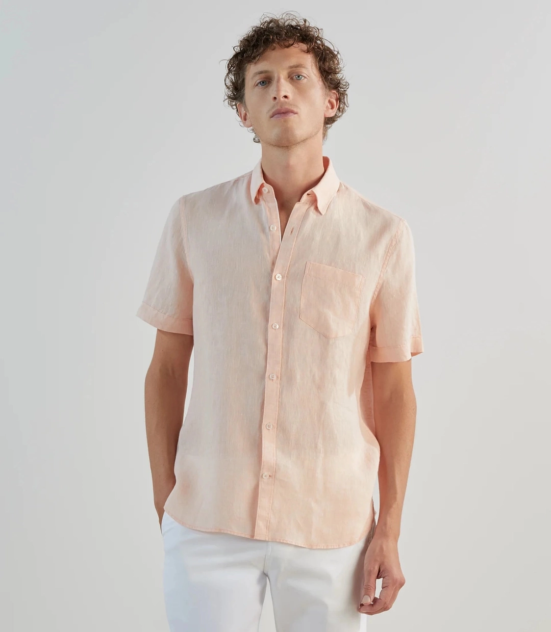 IZAC - Chemise 100% lin orange