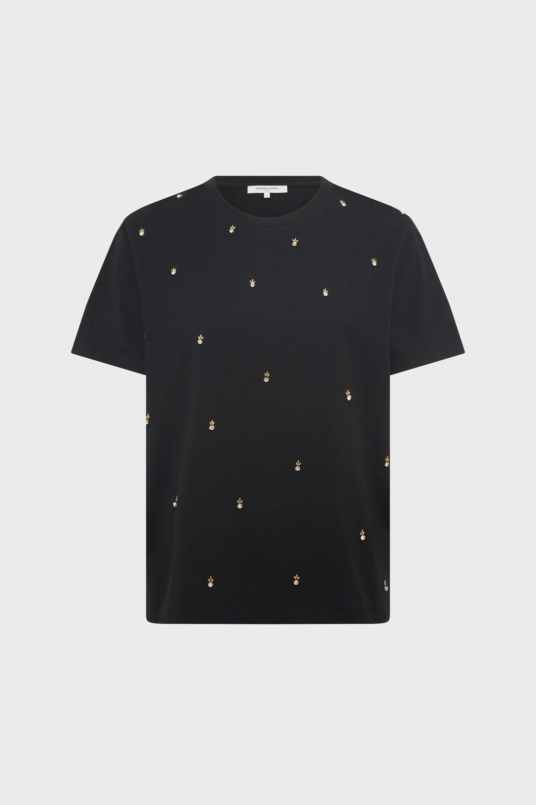 T-shirt à perles en coton - GRACIA - Noir