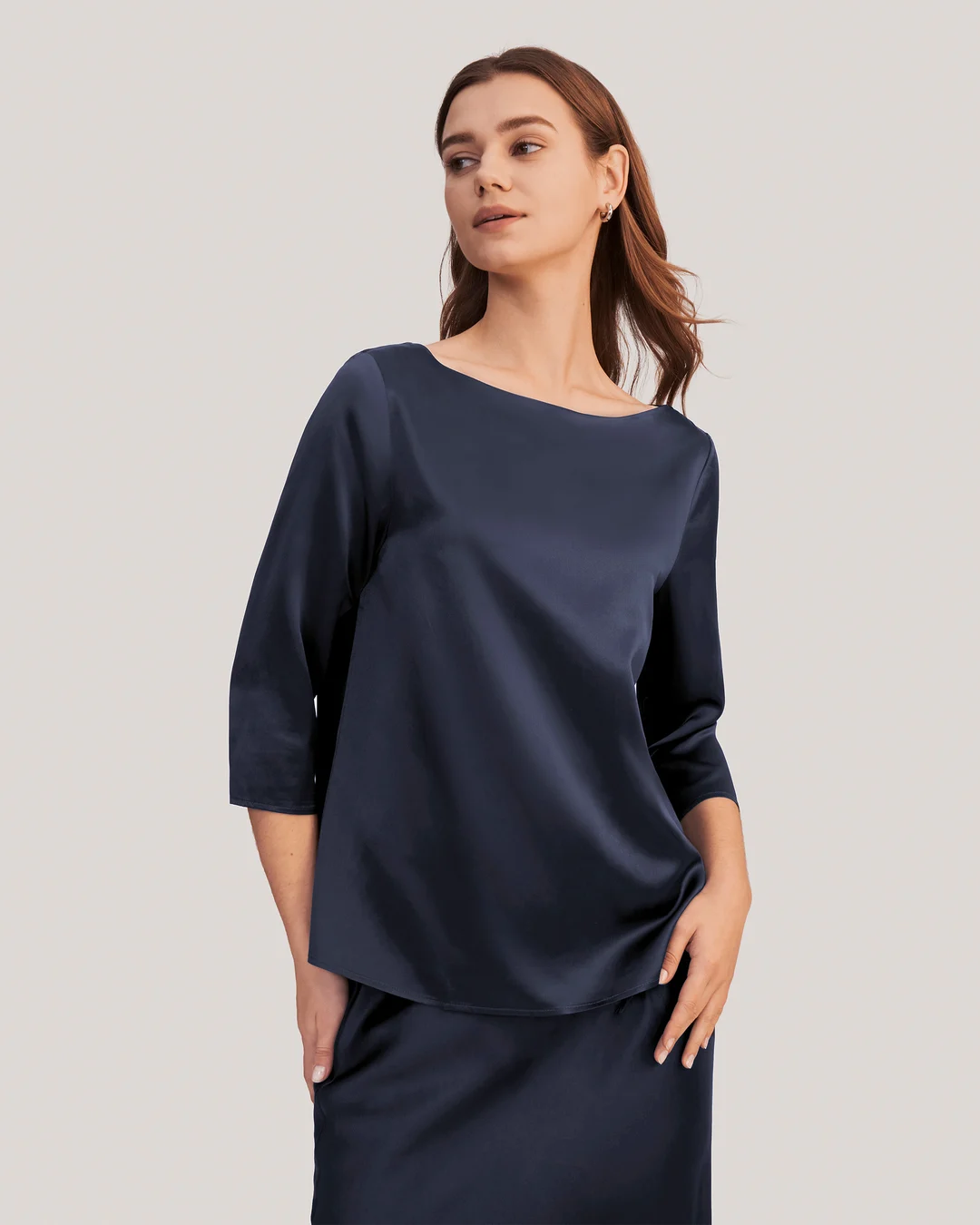 LILYSILK Blouse En Soie À Col Bateau Et Manches 3/4