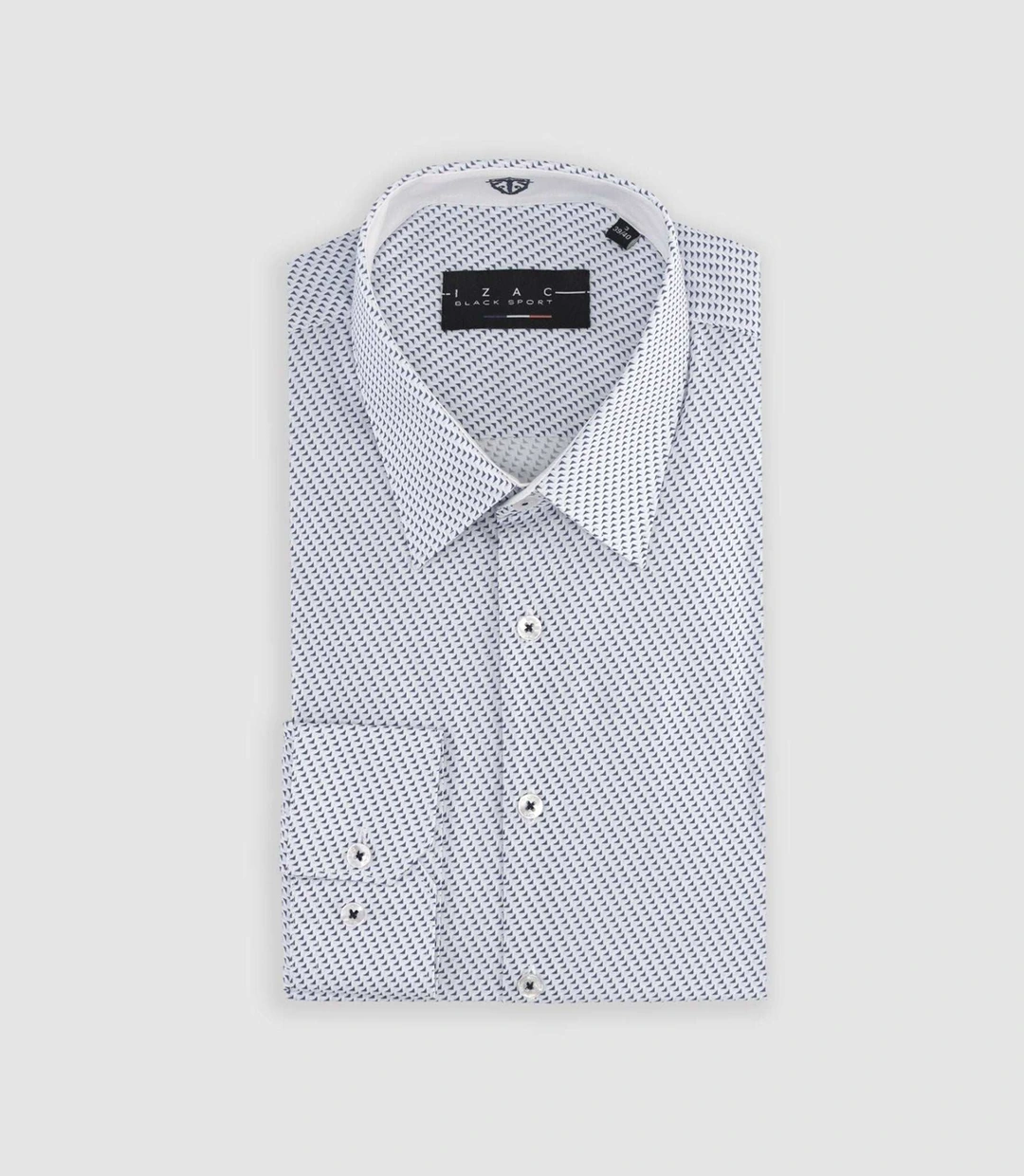 IZAC - Chemise slim à imprimé micro motifs bleu MATHIS