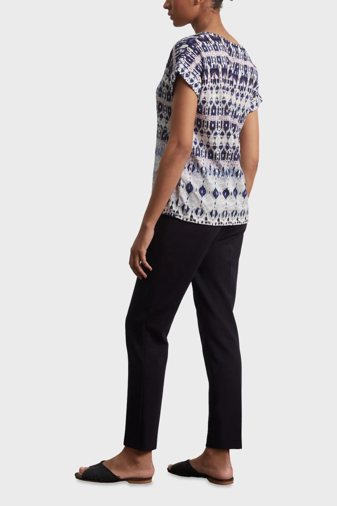 Tee-shirt ethnique en coton mélangé - AALYA - Indigo