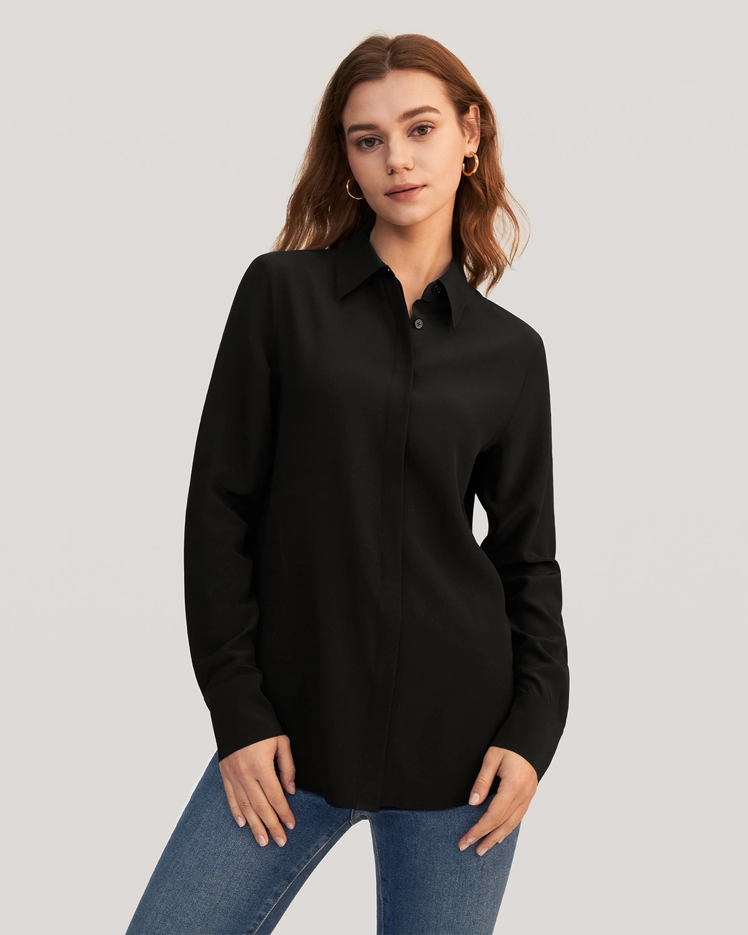 LILYSILK Chemisiers Soie Femme Style De Base Crêpe De Soie, Chemise Basique Léger Et Respirant Chemises Blanc