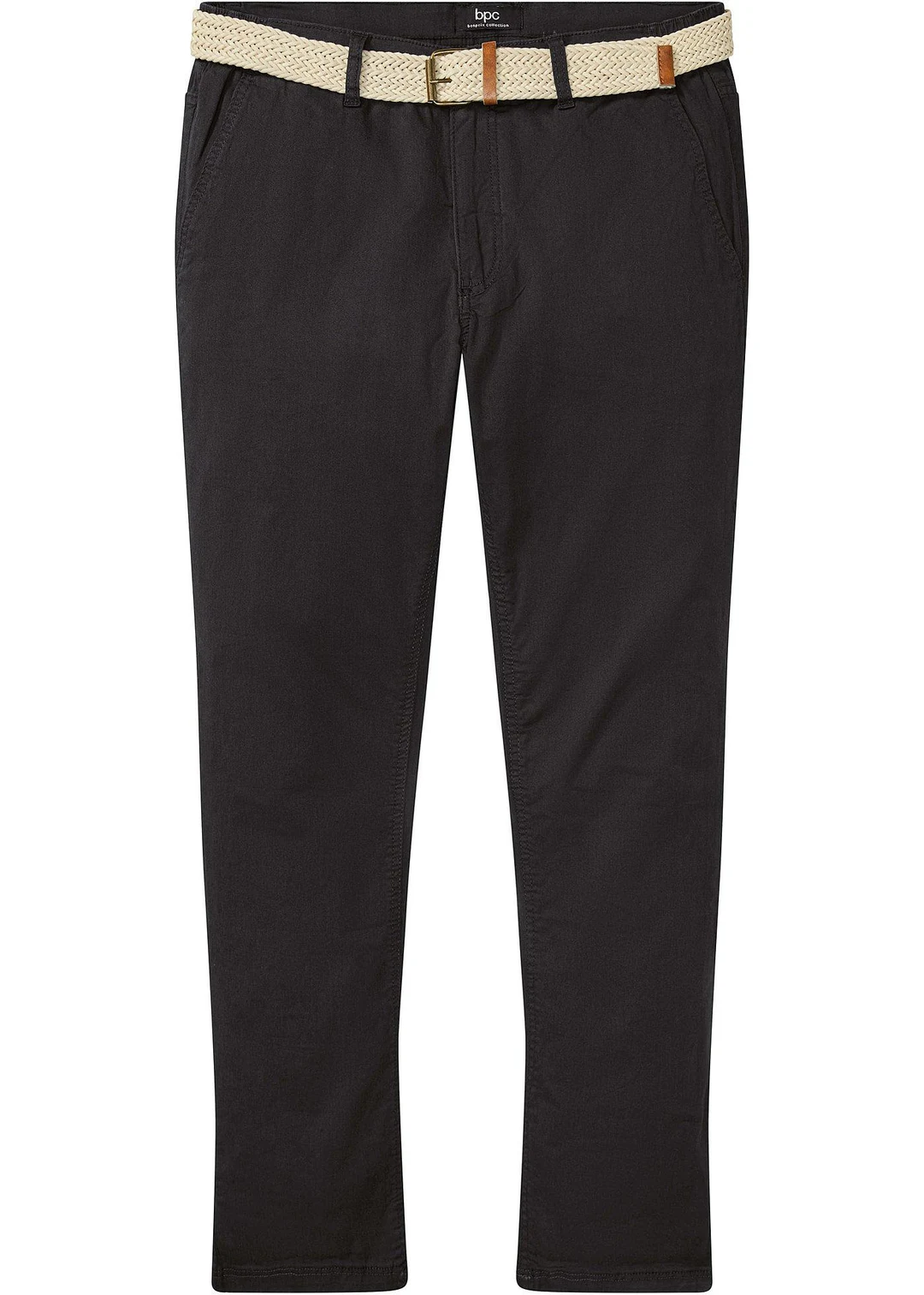 Pantalon chino droit avec taille élastique et ceinture, regular