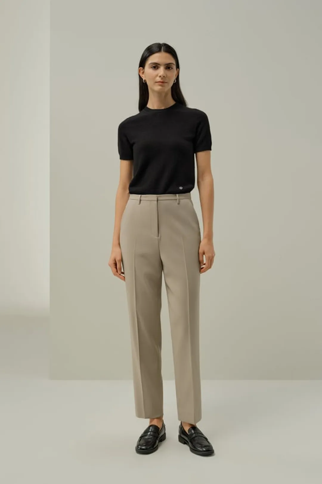 LILYSILK Pantalon Slim En Mélange Soie-Laine Coupe Ajustée Mélange Soie-Laine Noir 38