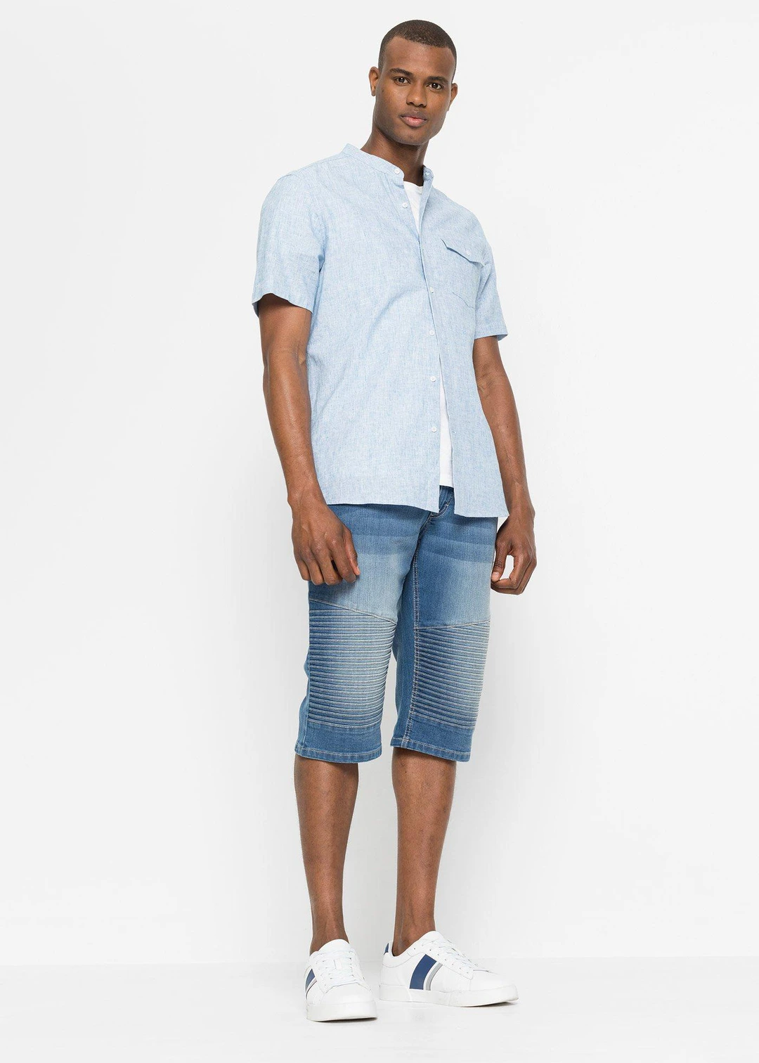 Chemise manches courtes aérienne en lin mélangé